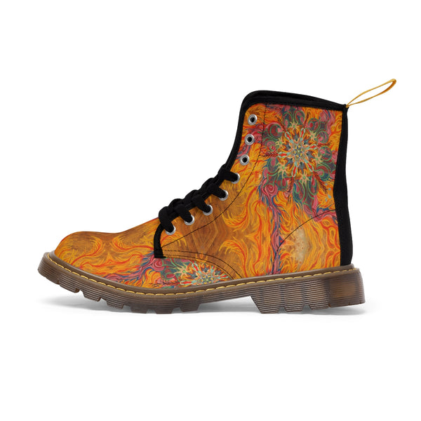 Men's Martin Boots- Fire Design - Sand Vandal