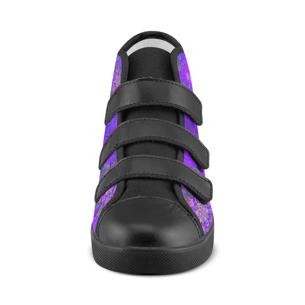 Purplefirekidsshoe Velcro High Top Canvas Kid's Shoes (Model 015) - Sand Vandal