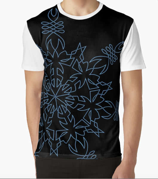 Snowflake Design in Blue - Graphic T Shirt - Sand Vandal