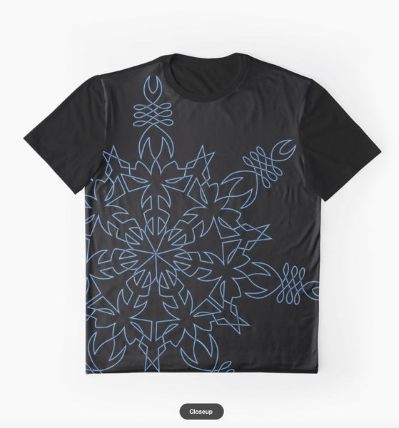 Snowflake Design in Blue - Graphic T Shirt - Sand Vandal