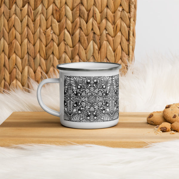 Enamel Mug- Black Mandala - Sand Vandal
